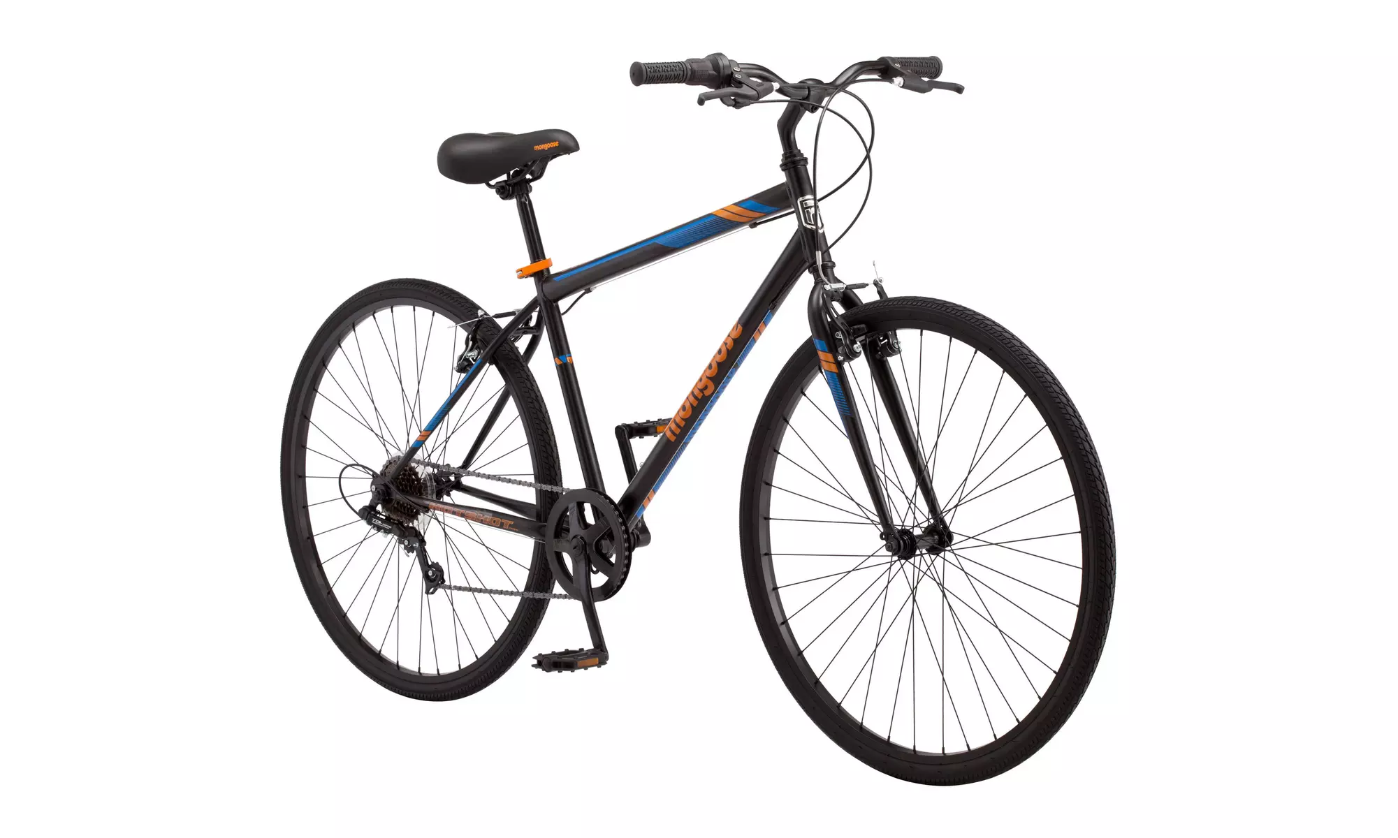 700C Mongoose Hotshot Men's Bike, Black / Orange - Primary Image