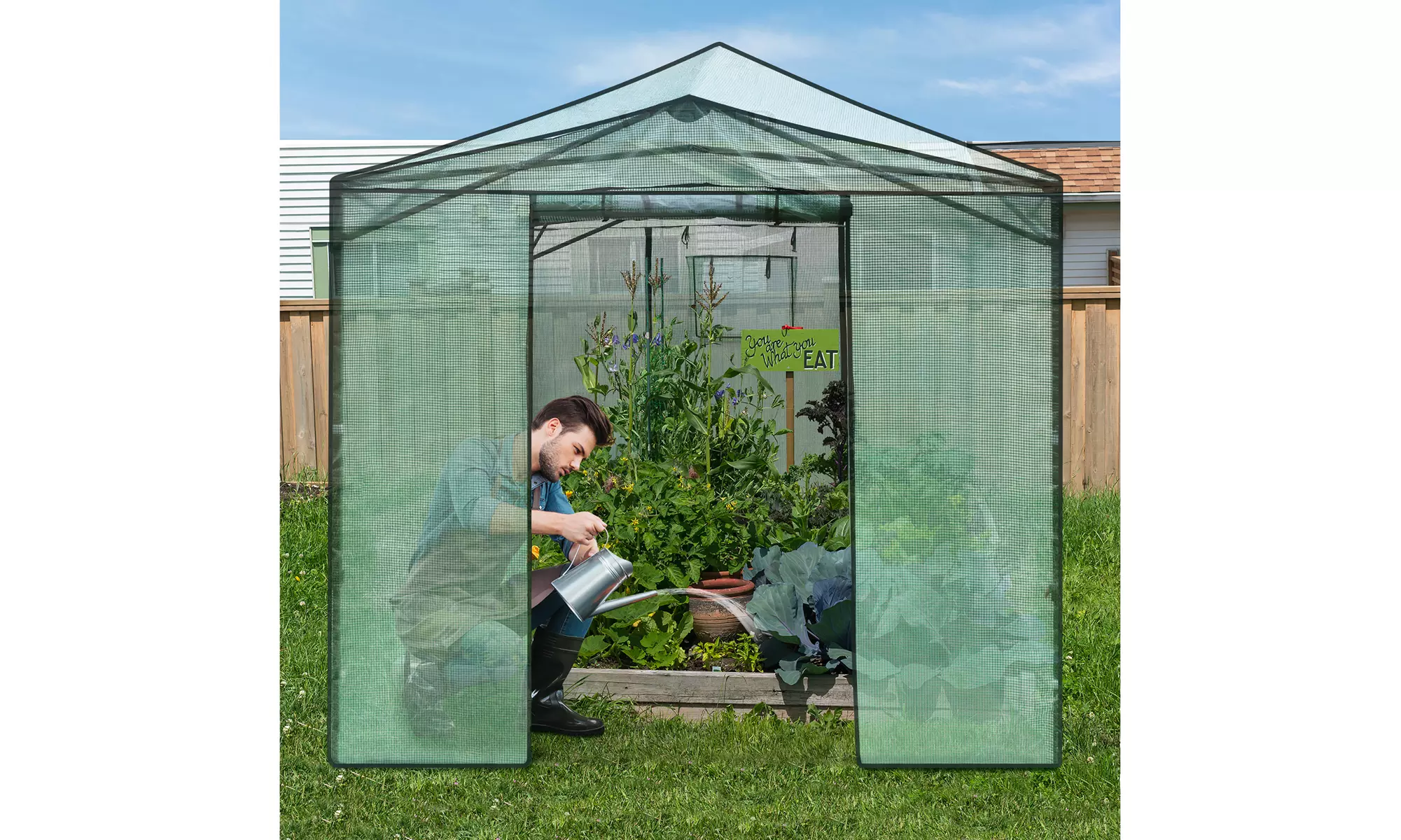 Costway 9'x 12' Portable Walk-in Greenhouse Pop-up Folding Gardening w/Window - Primary Image