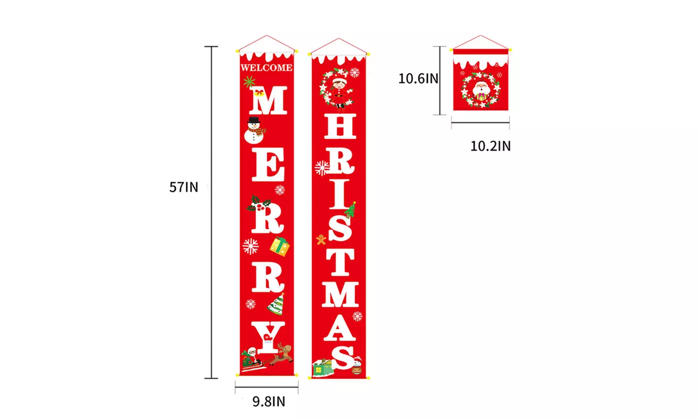 Merry Christmas Porch Banner Christmas Outdoor Decoration For Home Hanging - Second Medium