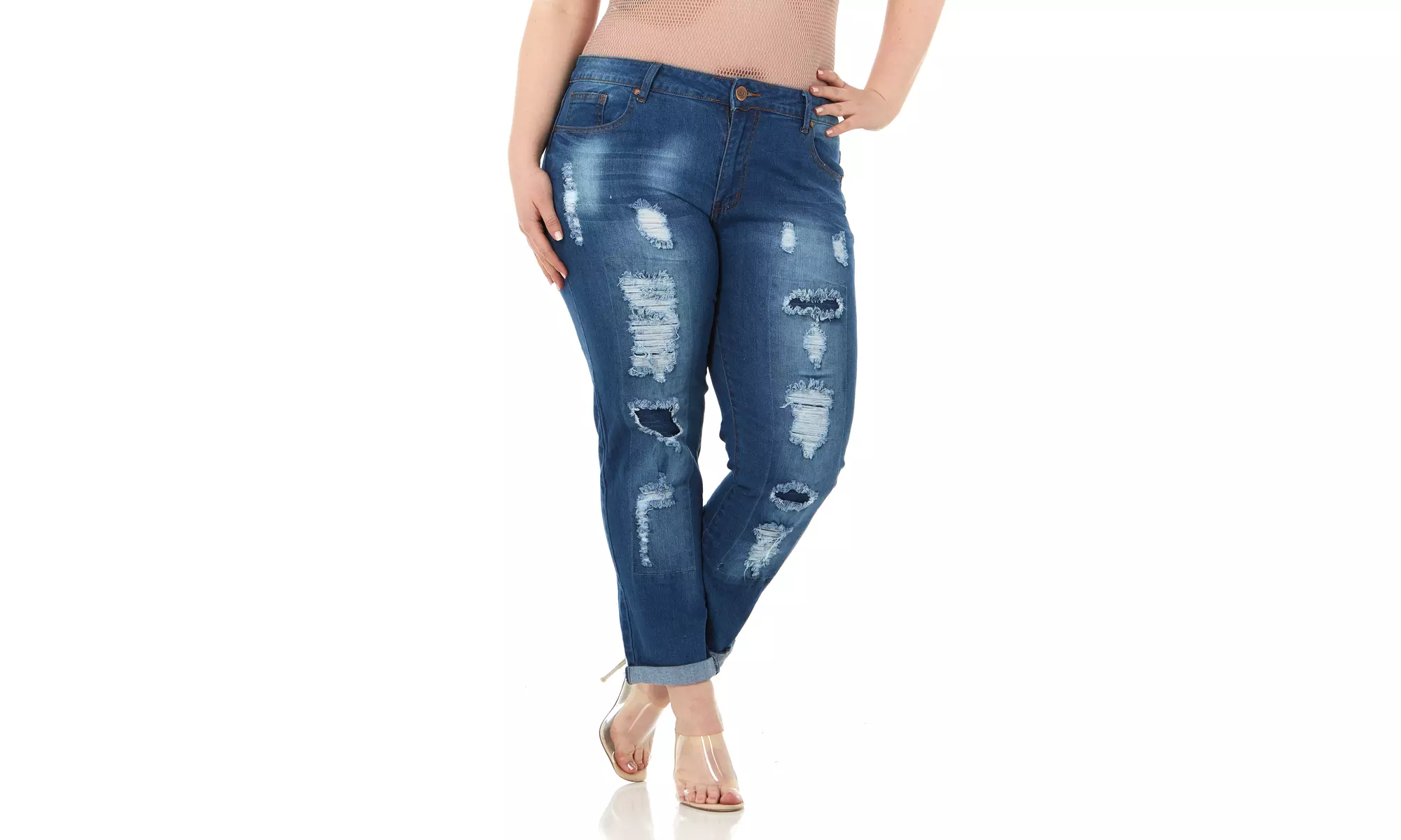 CG Jeans Perfect Rise Ripped Distressed  Patch Repair Skinny  - Primary Image