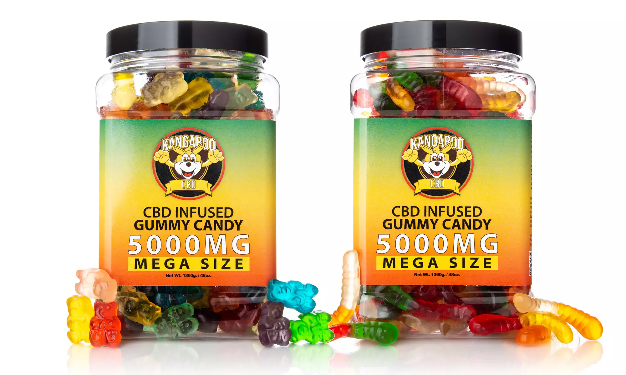 5000MG High Potency Organic CBD Infused Clear Gummies from Kangaroo CBD - Primary Image