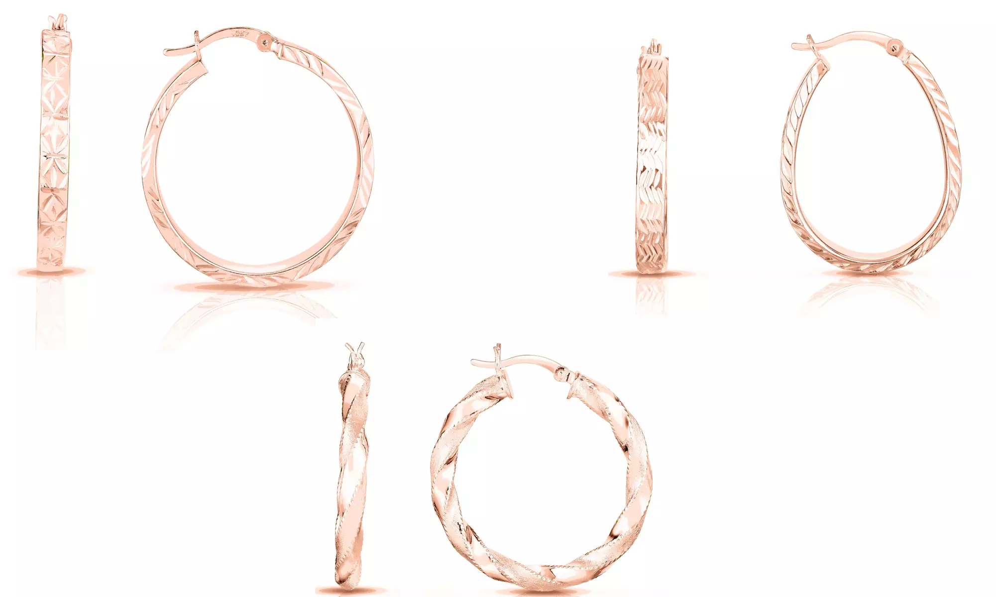 Italian 18K Rose Gold Plated Sterling Silver Hoop Collection