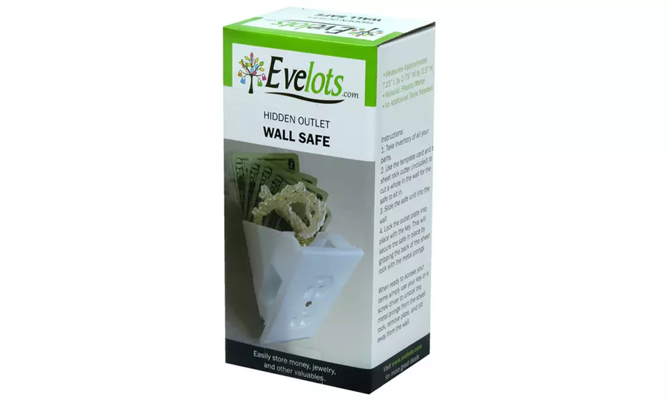 Evelots Hidden Wall Safe - Diversion Safe Outlet Safe - Hide Valuable - Second Medium
