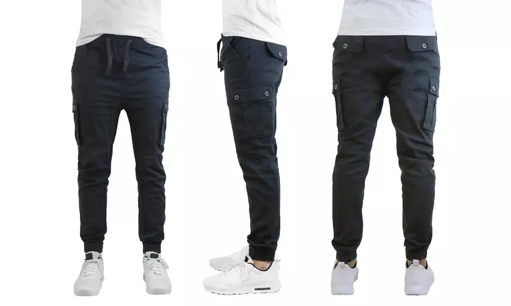 Galaxy by Harvic Men's Stretch Cotton Cargo Jogger Pants