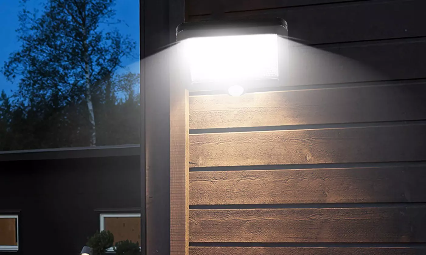 SolarEK 100-LED Solar Powered Wall Light PIR Infrared Motion Sensor Spotlight - Primary Image
