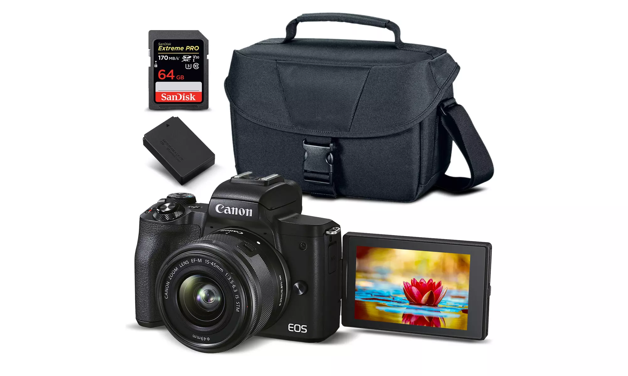 Canon EOS M50 Mark II Mirrorless Digital Camera with 15-45mm Lens Bundle - Primary Image