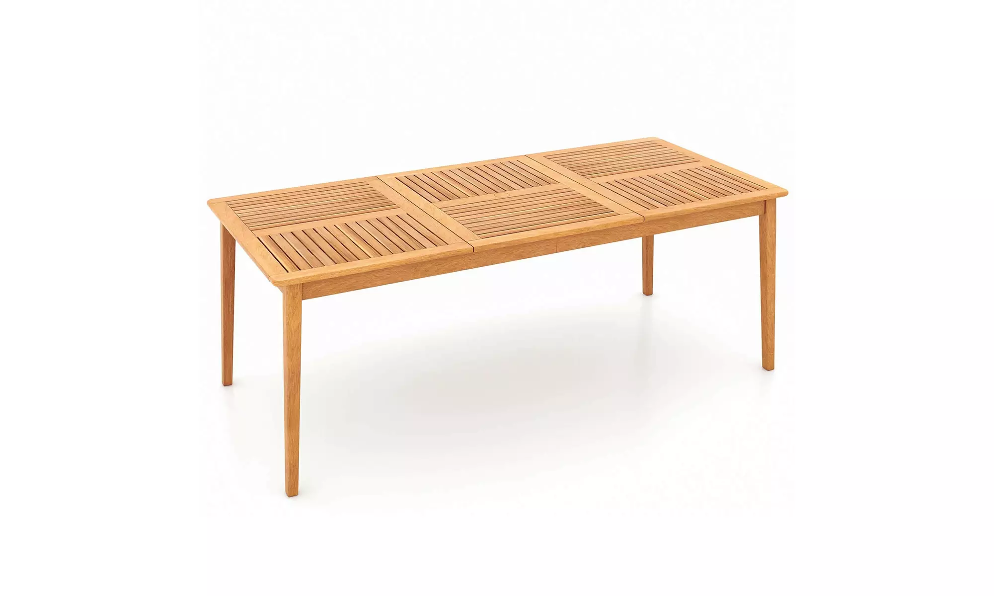 Costway 6/8-Person Outdoor Acacia Wood Dining Table with 1.96" Umbrella Hole