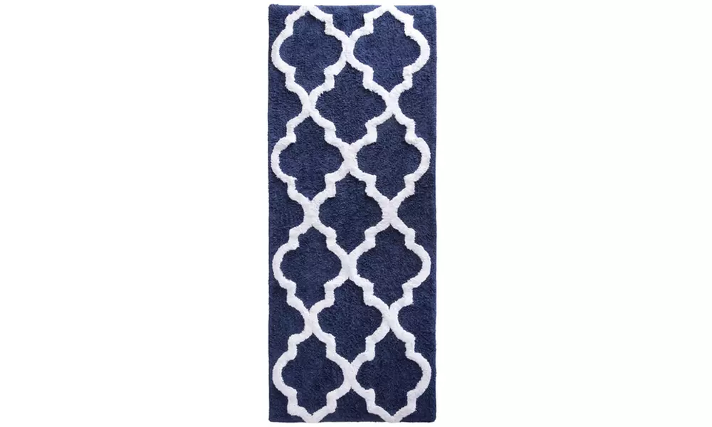 Oversized Lavish Home 100% Cotton Trellis Bathroom Mat (24" by 60")