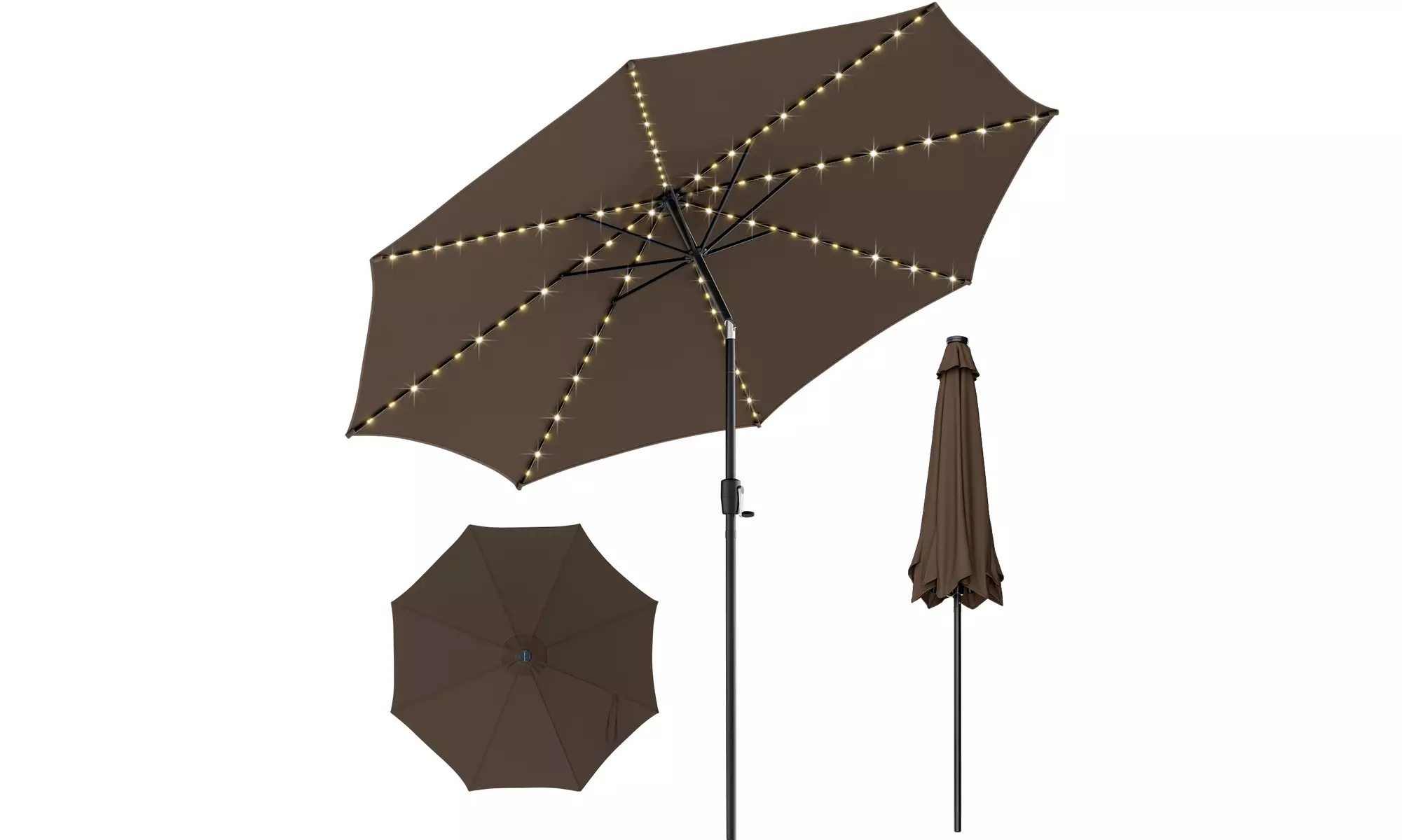Costway 10 FT LED Solar Lighted Patio Umbrella With Crank Tilt