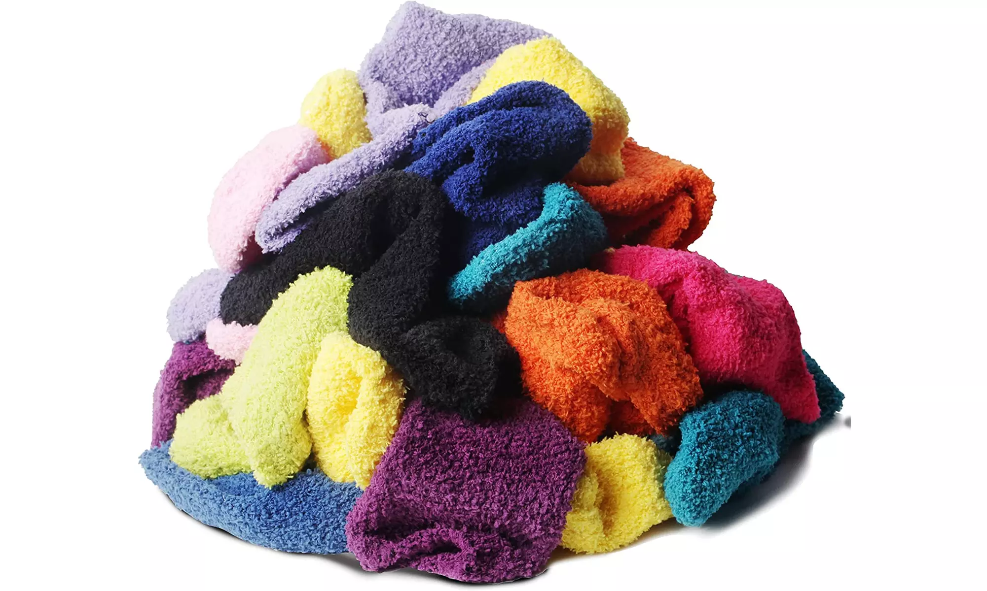 Yacht & Smith Mens Fuzzy Socks,Winter Slipper Plush Sock (12 Pairs Bright Solid)