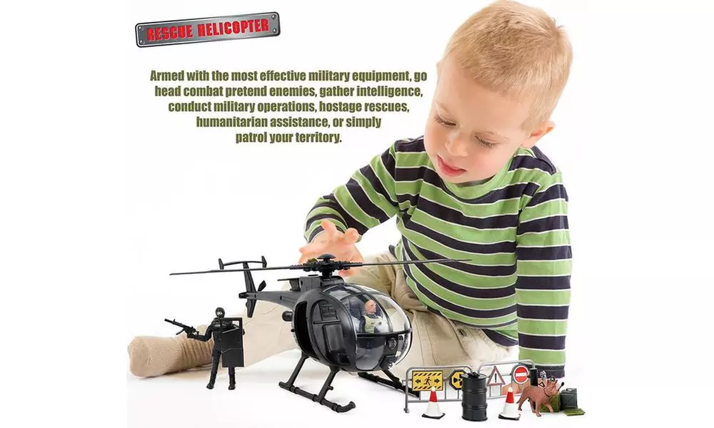 Click N Play Military SWAT Elite Unit Rescue Helicopter 26 Piece Play Set  - Primary Image