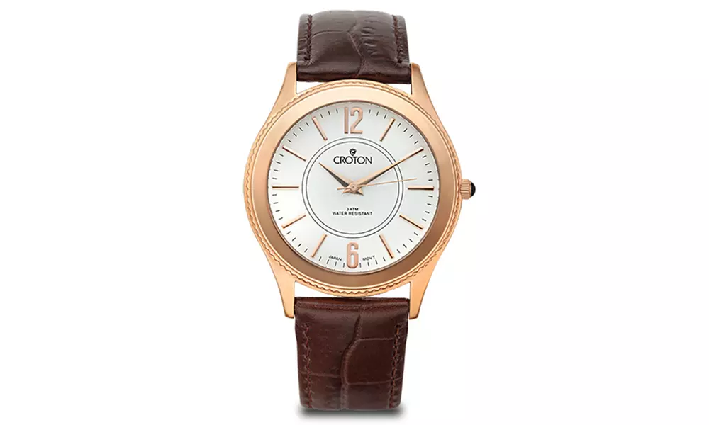 Croton Men's Leather Strap Dress Watch - Primary Image