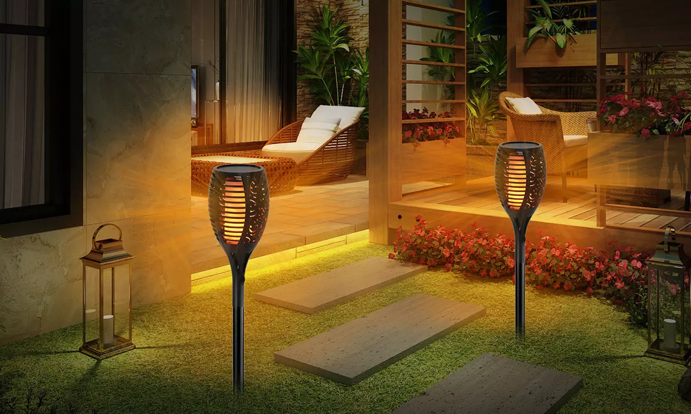 SolarEK 96-LED Tiki Torch Light Flickering Flame Solar Light