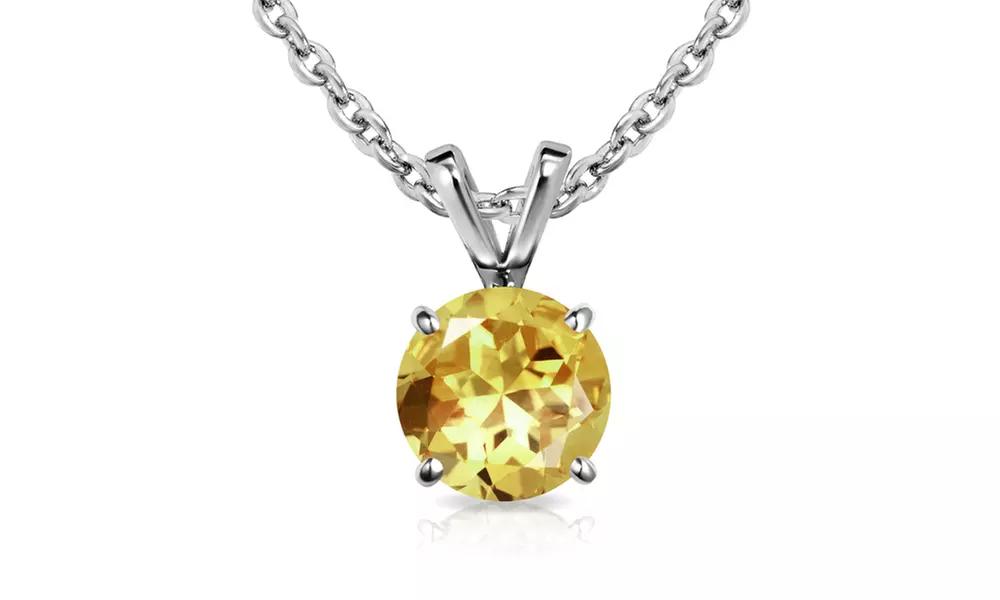 Sterling Silver Round-cut Gemstone Birthstone Necklaces With a Gift Box