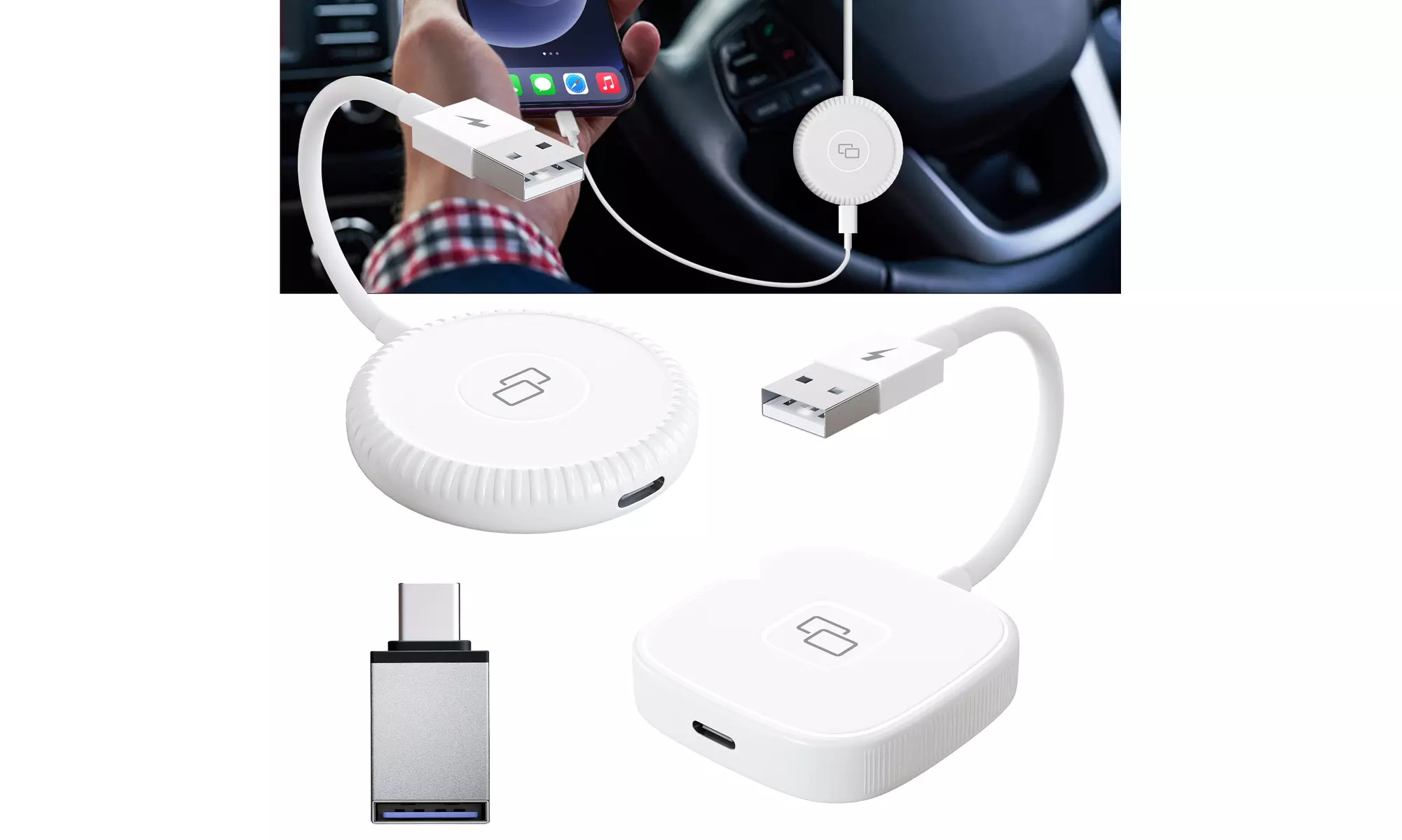 Wireless USB CarPlay Adapter Dongle For Apple iOS Auto Car Navigation Player - Primary Image