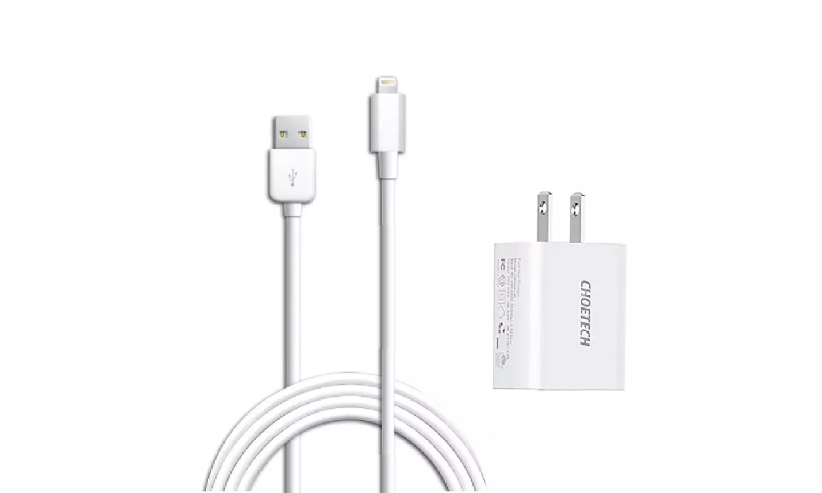 Apple-Certified 6.6 ft Lightning to USB Cable with Wall Charger (1,2, or 5-Pack)