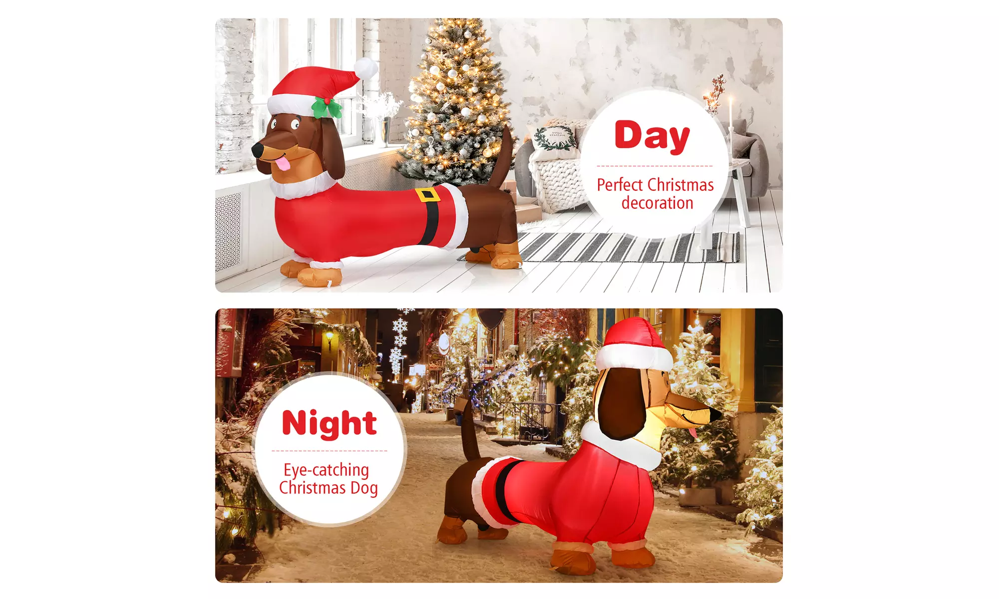 Costway 5 FT Inflatable Christmas Dog w/ LED Lights Blow Up