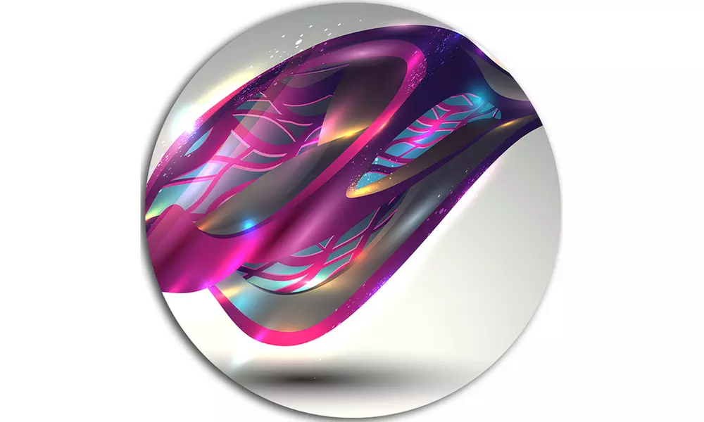 Purple Associative Illustration' Disc Contemporary Circle Metal Wall Art - Second Medium