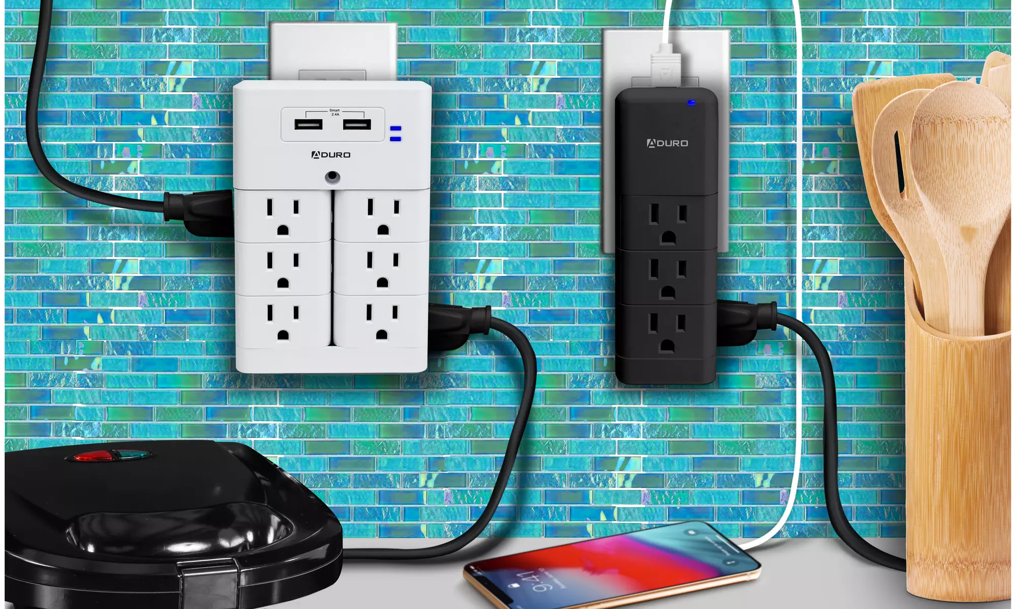 Aduro Surge Protector Wall Charging Towers with 9 or 12 Outlets & Dual USB Ports - Primary Image