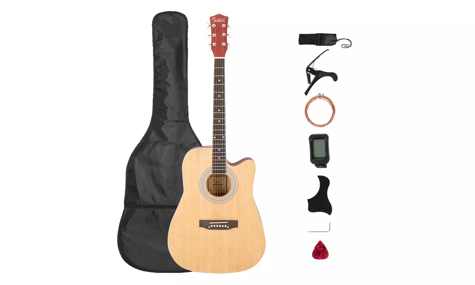 Glarry 41Inch Spruce Panel Matte Folk Guitar with Bag,Tuner,Capo,String - Primary Image