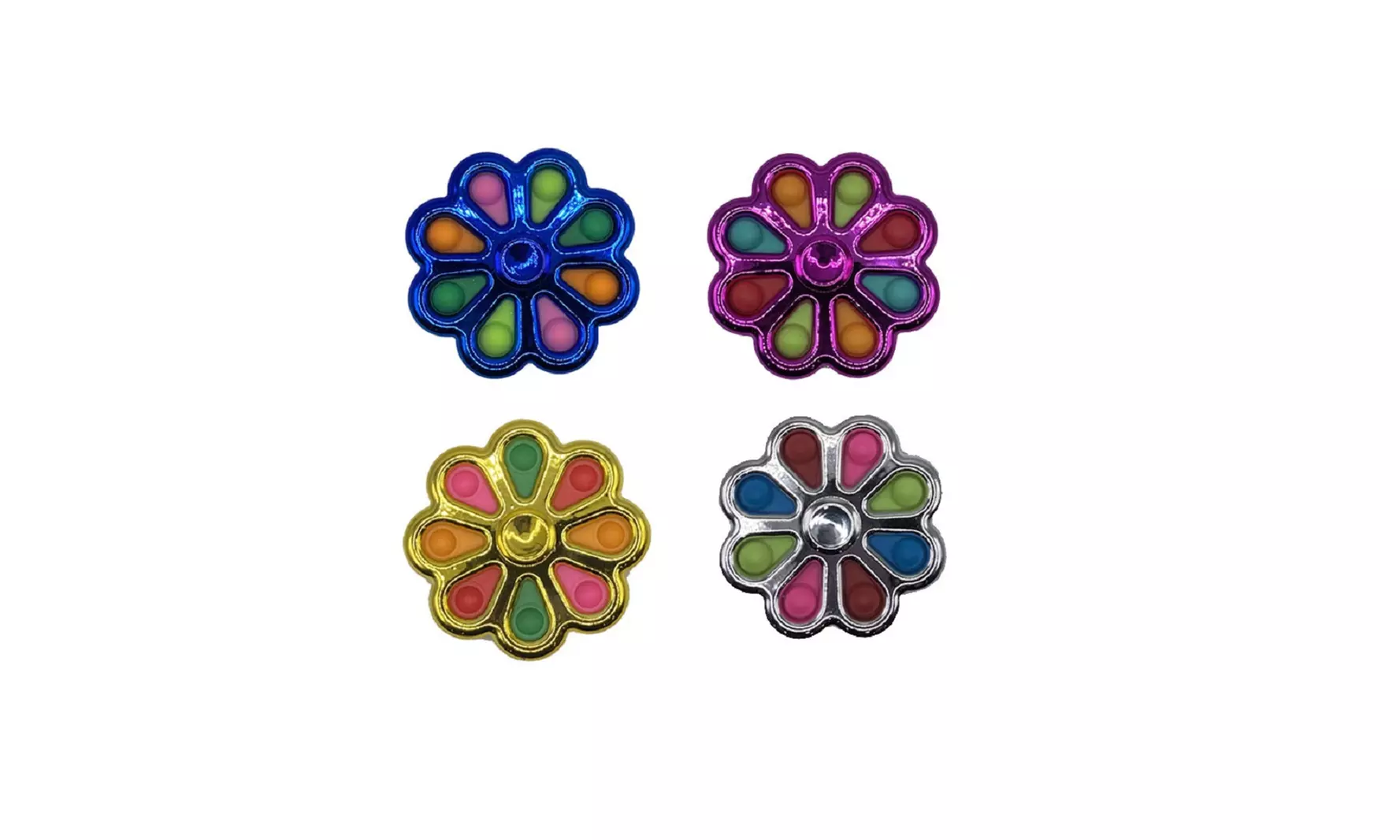 Pack of 4 Simple Dimple Flower Fidget Spinner Sensory Stress Reliever - Second Medium