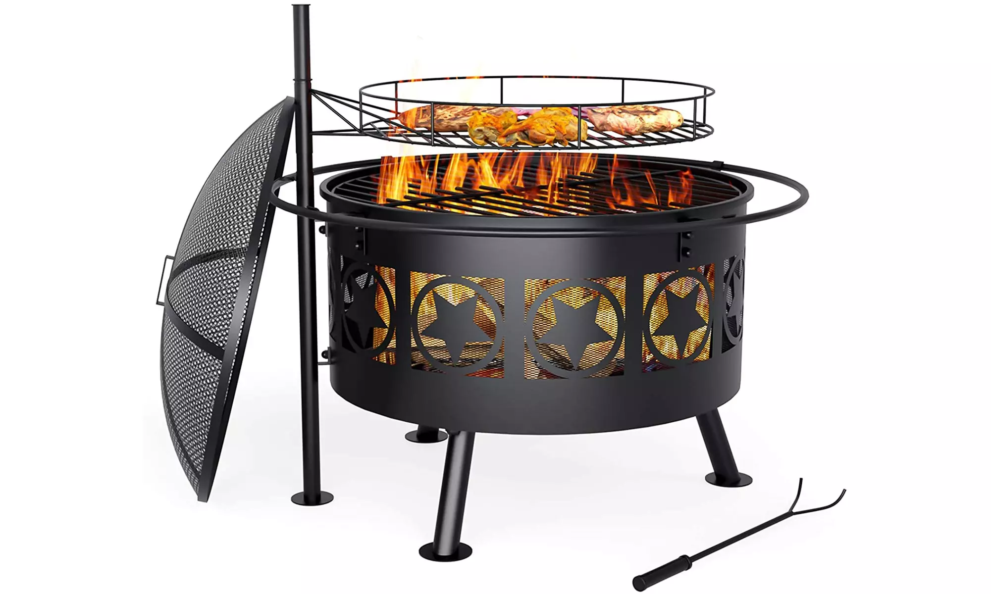 2-in-1 Outdoor Fire Pit with Cooking Grate, 30"  - Primary Image