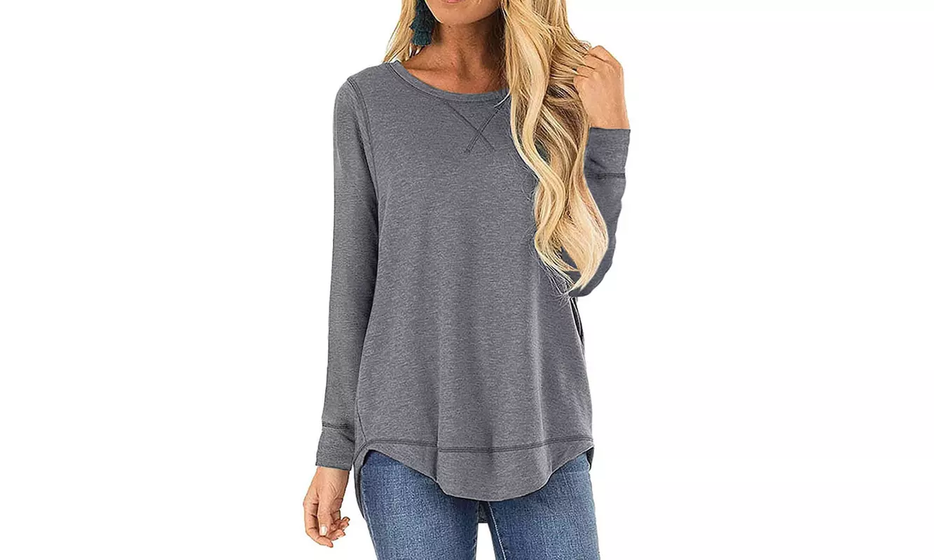 Women's Long Sleeve Tee S-3X  Loose Fit Cross Stitch by Haute Edition 