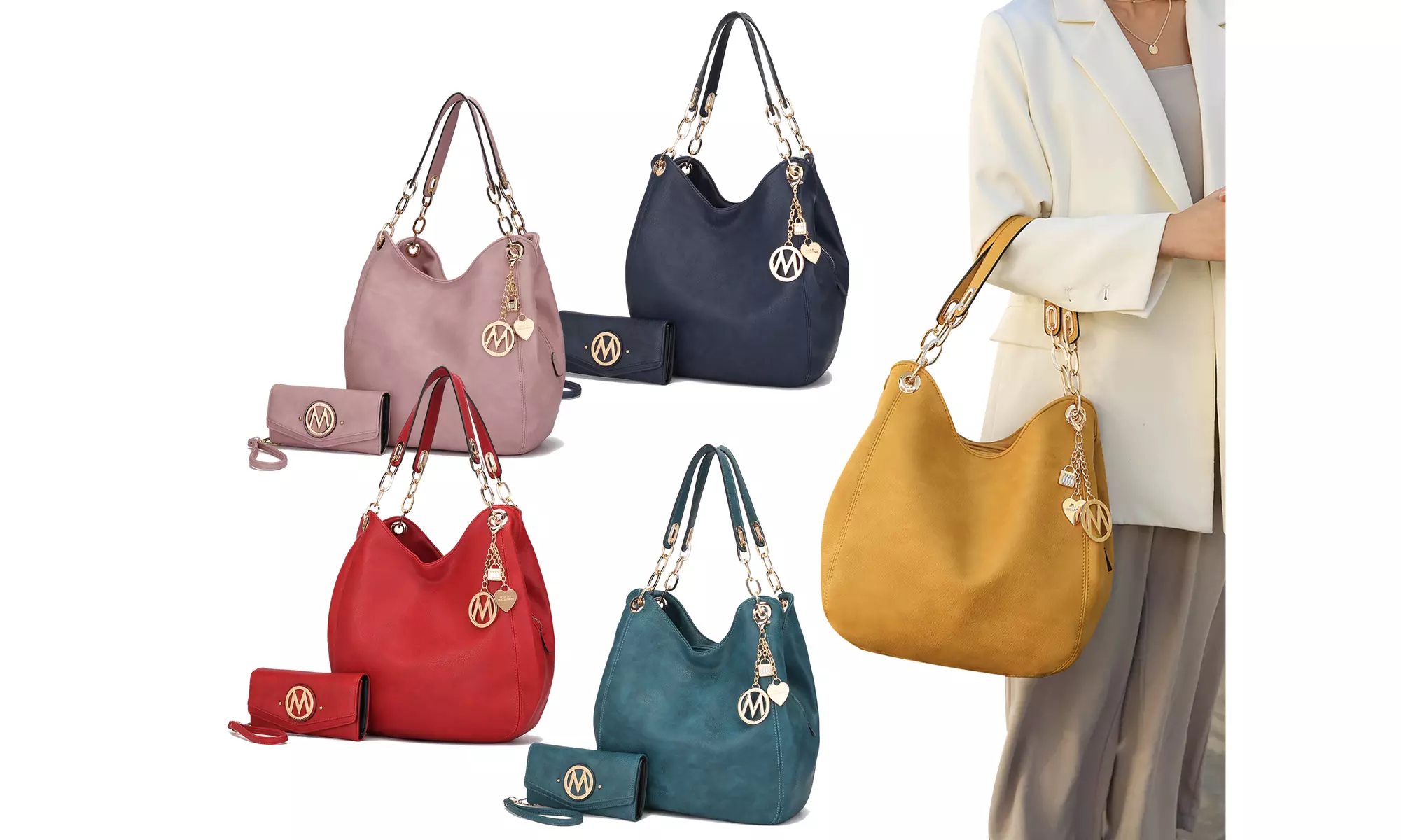 MKF Collection Ashley Hobo Bag & Wallet Set for women Vegan Leather by Mia K - Primary Image