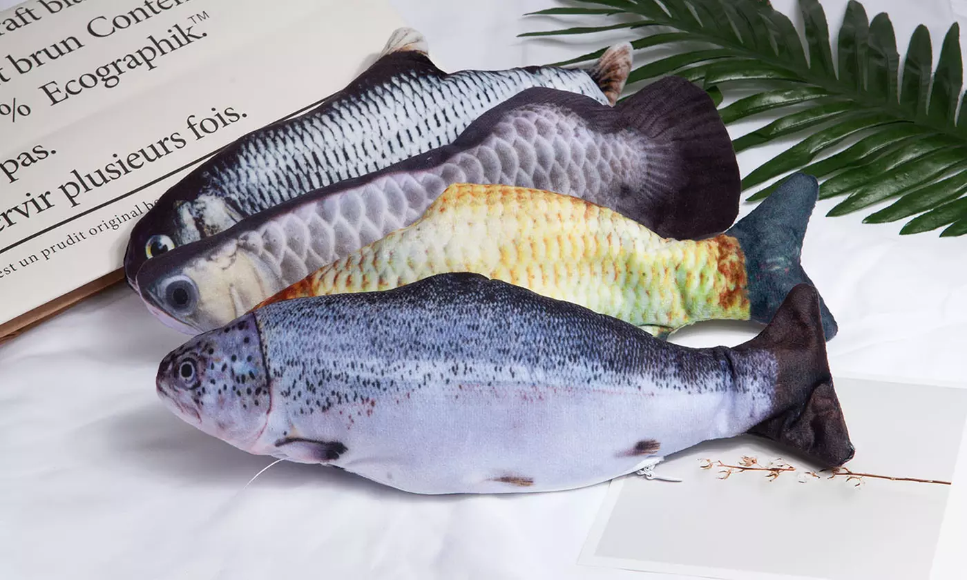 11" Electric Floppy Fish Cat Toy Catnip Chew Kicker Interactive Plush Toy