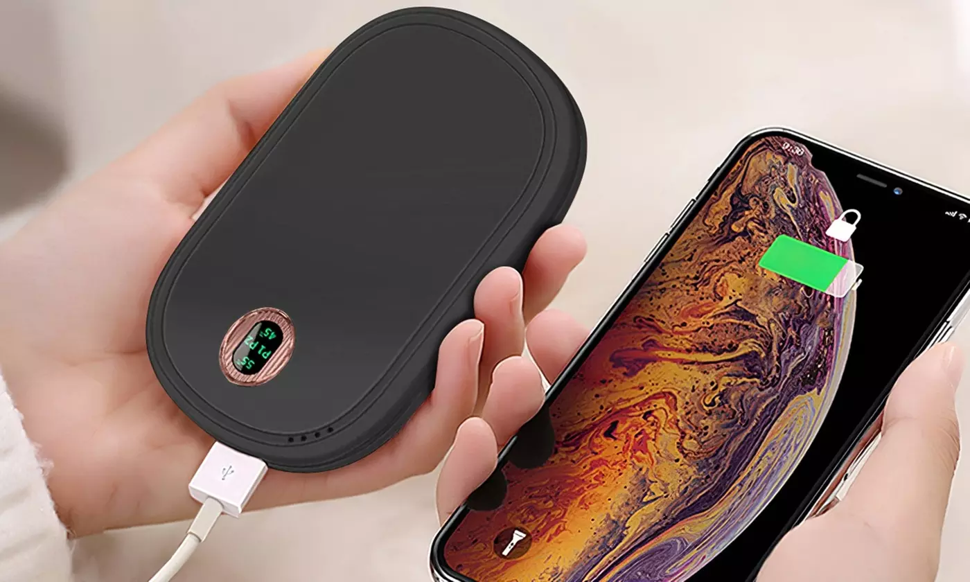 iMounTEK 5,000mAh Double-Sided Hand Warmer & Rechargeable Power Bank w/ Display
