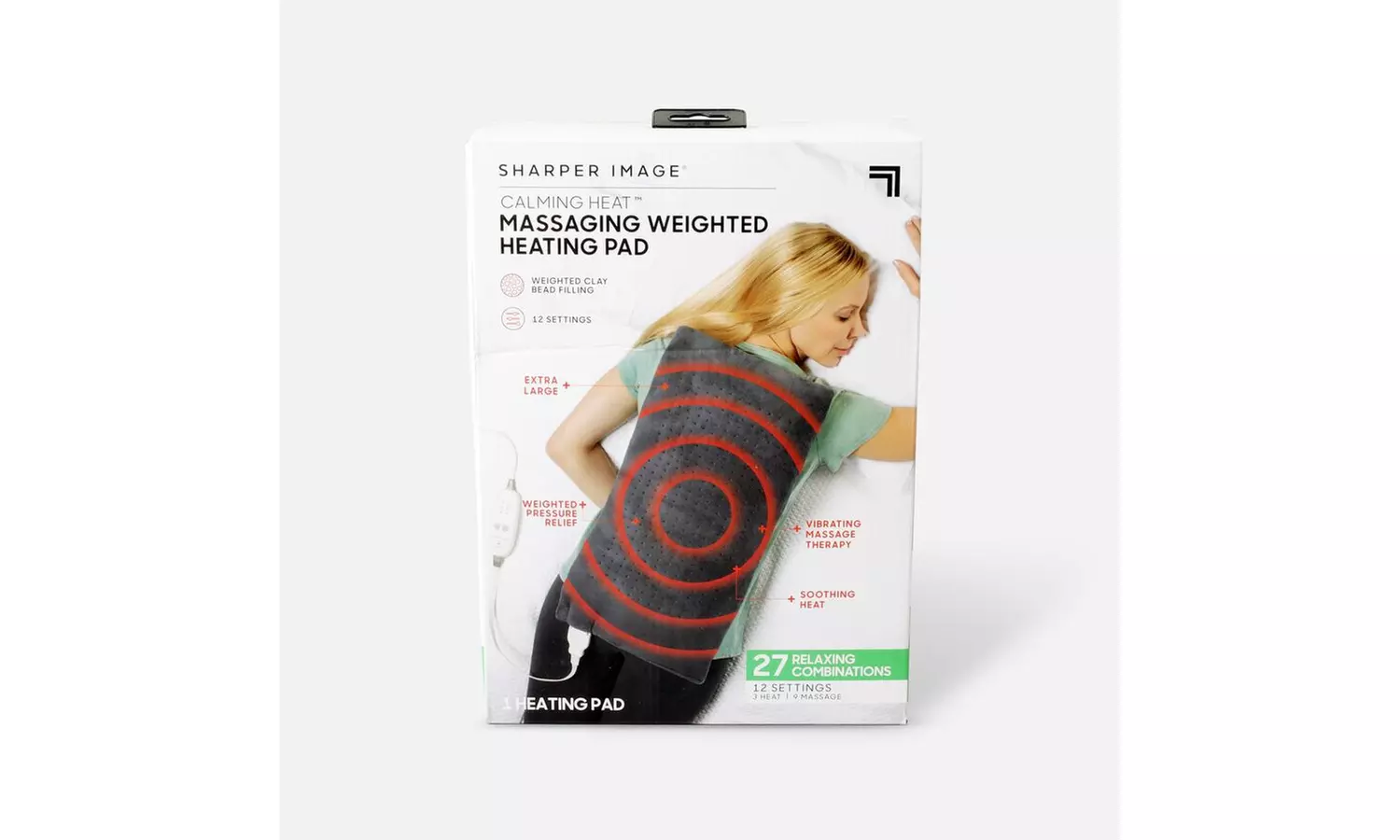 Calming Heat Weighted Electric Heating pad w/ Massaging Vibrations-New(Open Box) - Second Medium