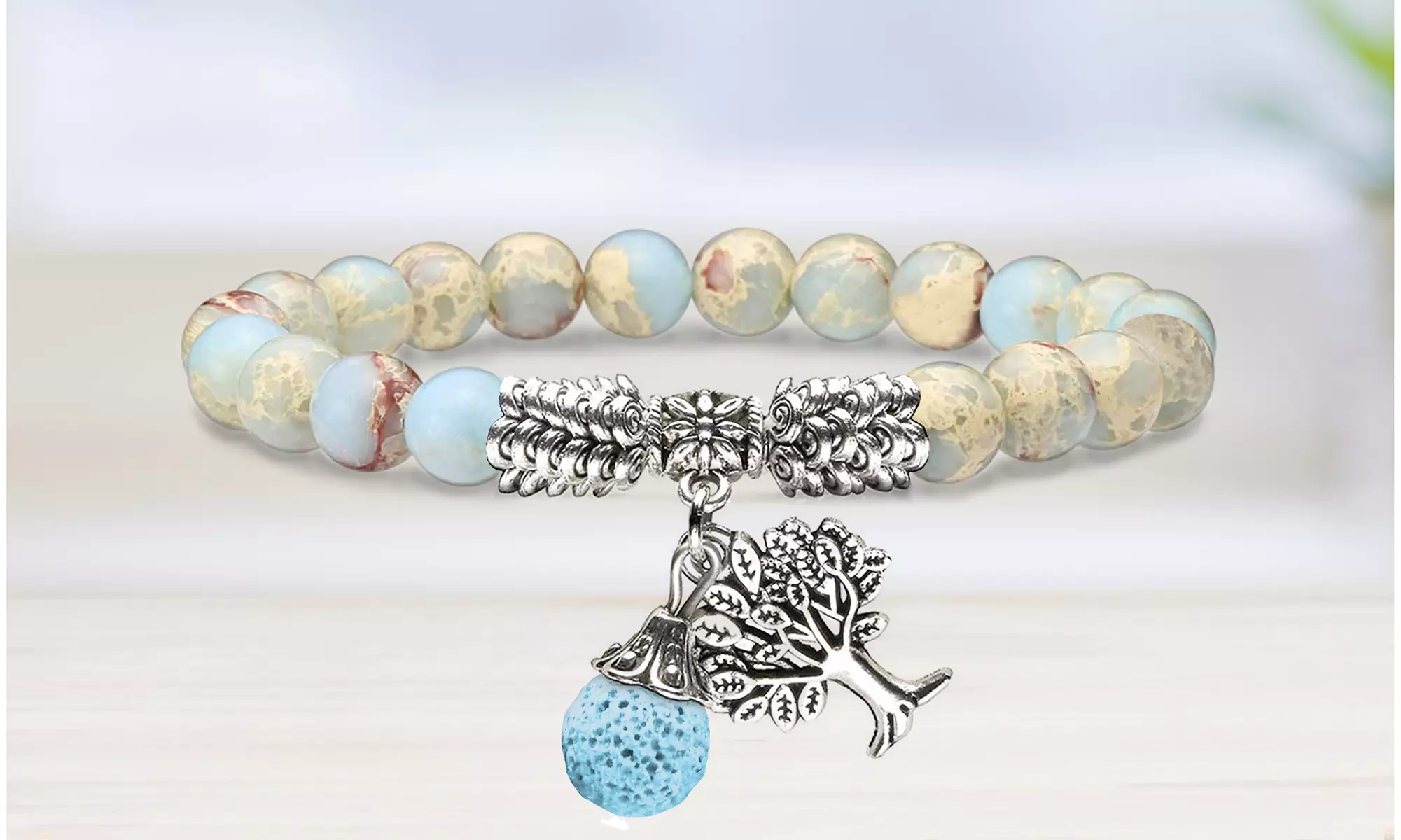 Tree of Life Bohemian Lava Diffuser Bracelet with Optional Essential Oils