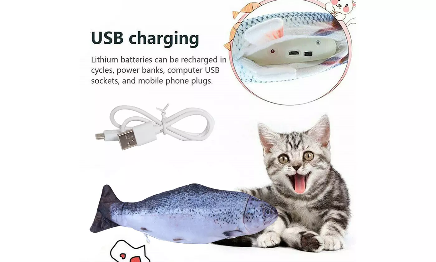 Electric Moving Fish Cat Toy Realistic Flopping Wagging Fish Cat Toy