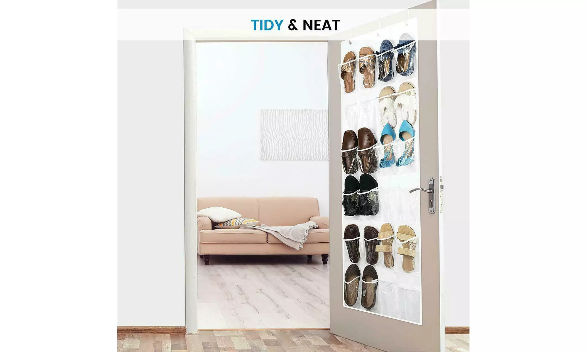 1-2 Pack 24 Wide Pockets Over the Door Shoe Organizer Hanging Shoe Holder