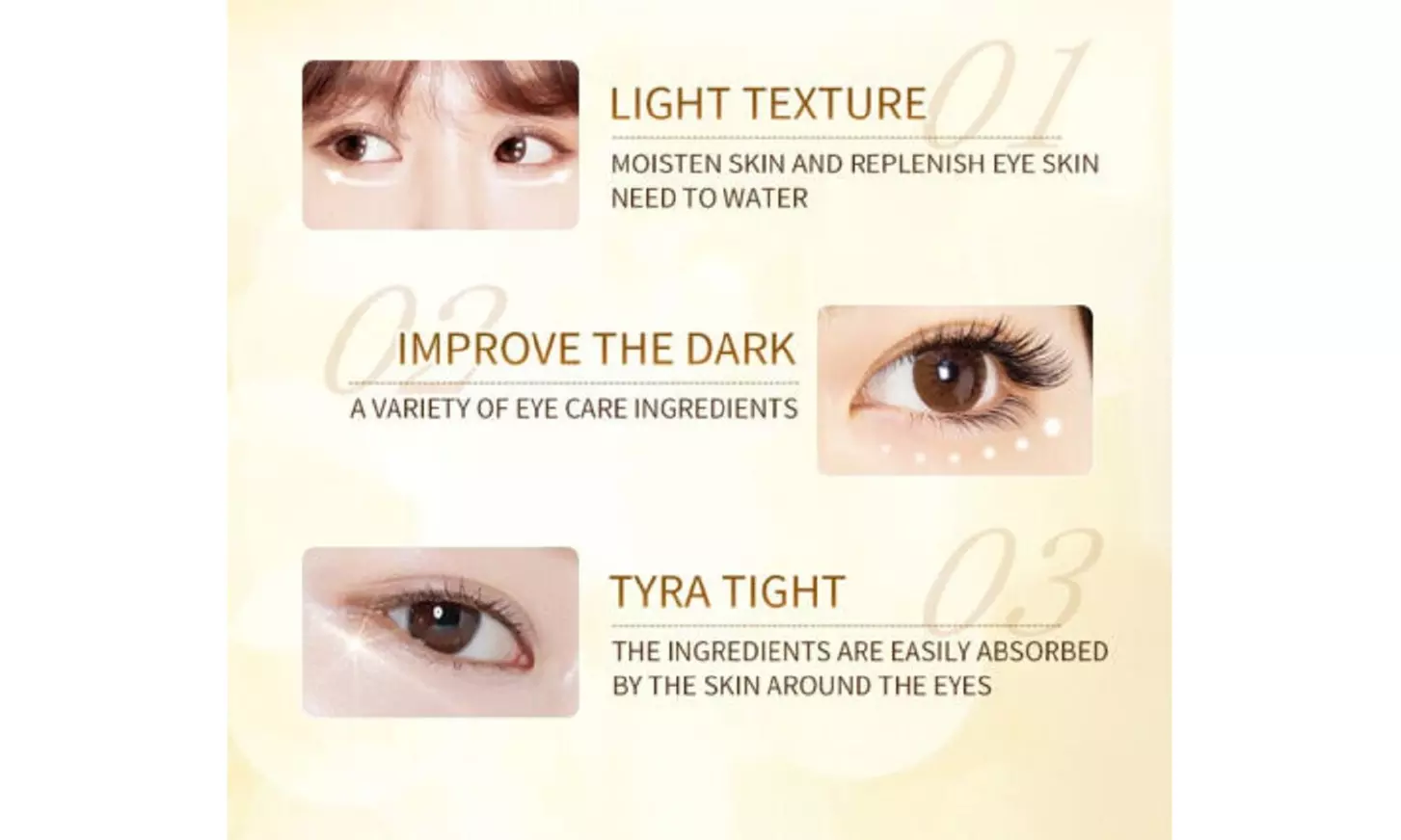 24K Gold Eye Cream Reduce Eye Bags , Puffiness Anti Wrinkle , Aging, Dark Circle