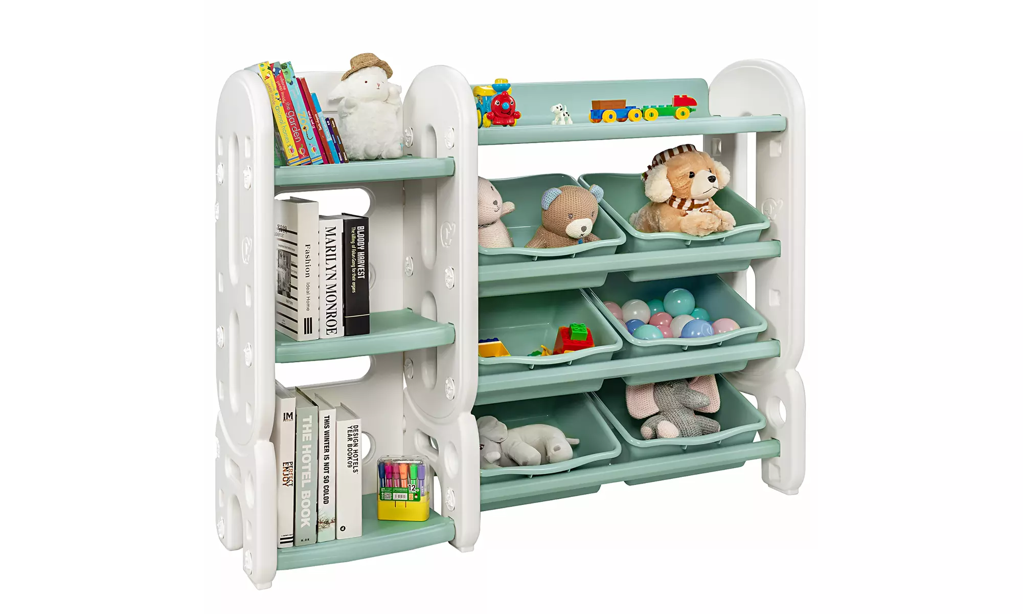 Costway Kids Toy Storage Organizer w/Bins & Multi-Layer Shelf for Playroom