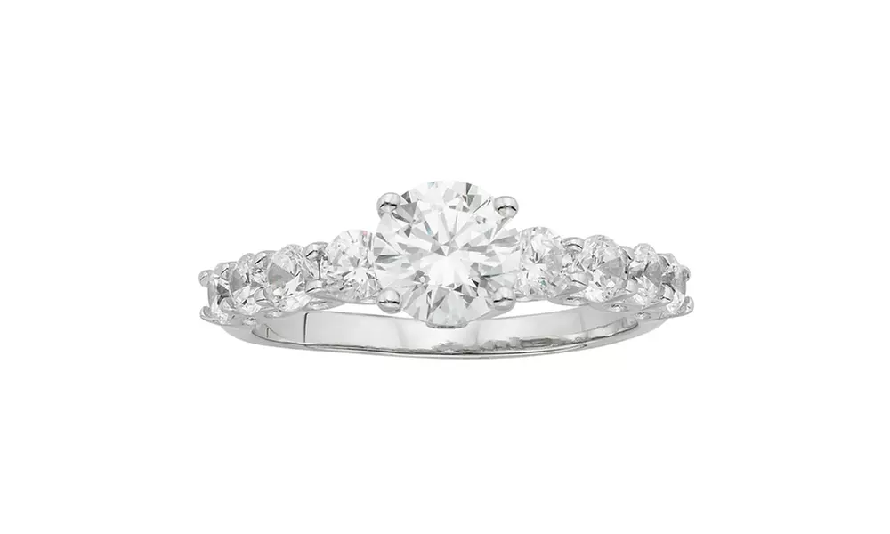 Unique Designs Round Solitaire Engagement Ring Made with Crystals from Swarovski - Primary Image