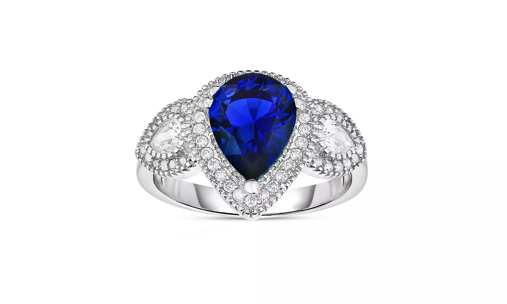 Pear Cut Sapphie Ring in 18K White Gold