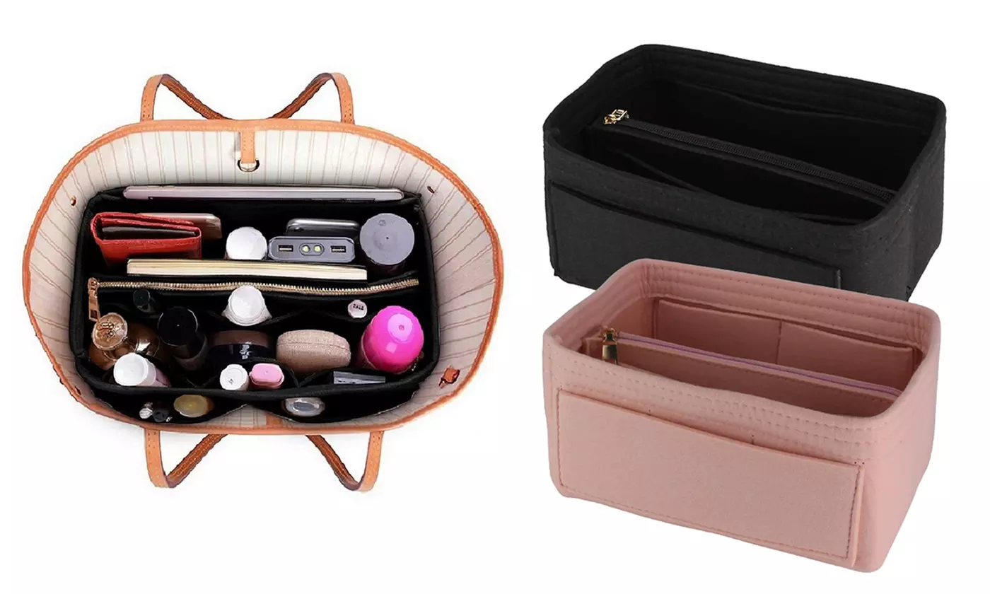 Slim Expandable Felt Purse Handbag Organizer Insert Organizer Bag In Bag  - Primary Image