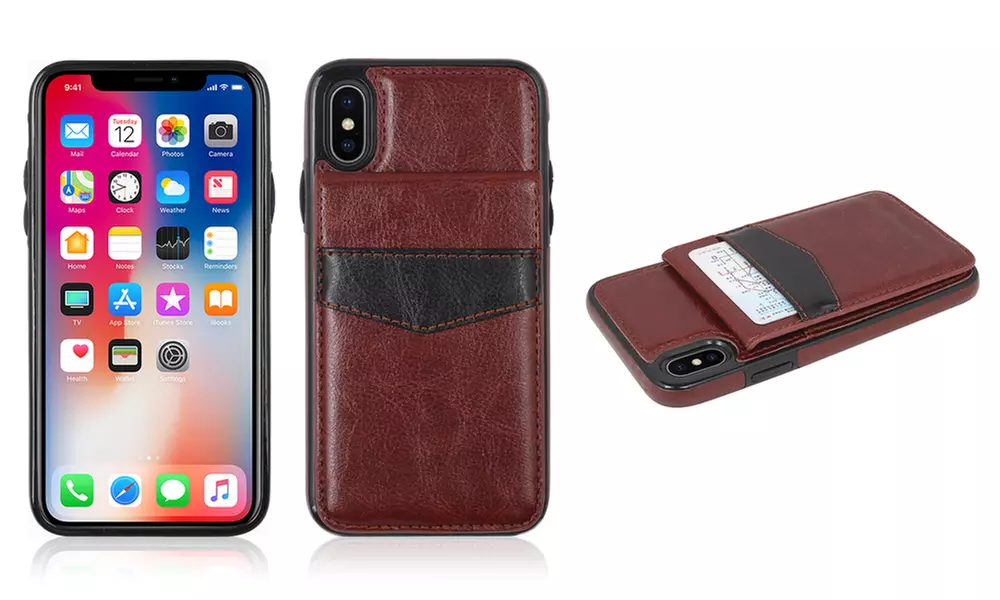Leather Credit Card Folio Wallet Case For iPhone 6/ 6S, 6/ 6S Plus, 7/ 8, X/ XS - Second Medium