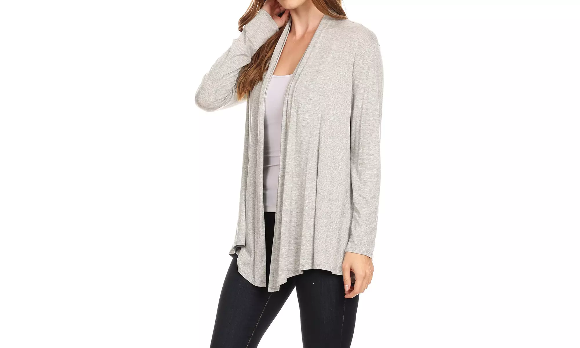 Solid Lightweight Soft Long Sleeves Open Front Cardigan