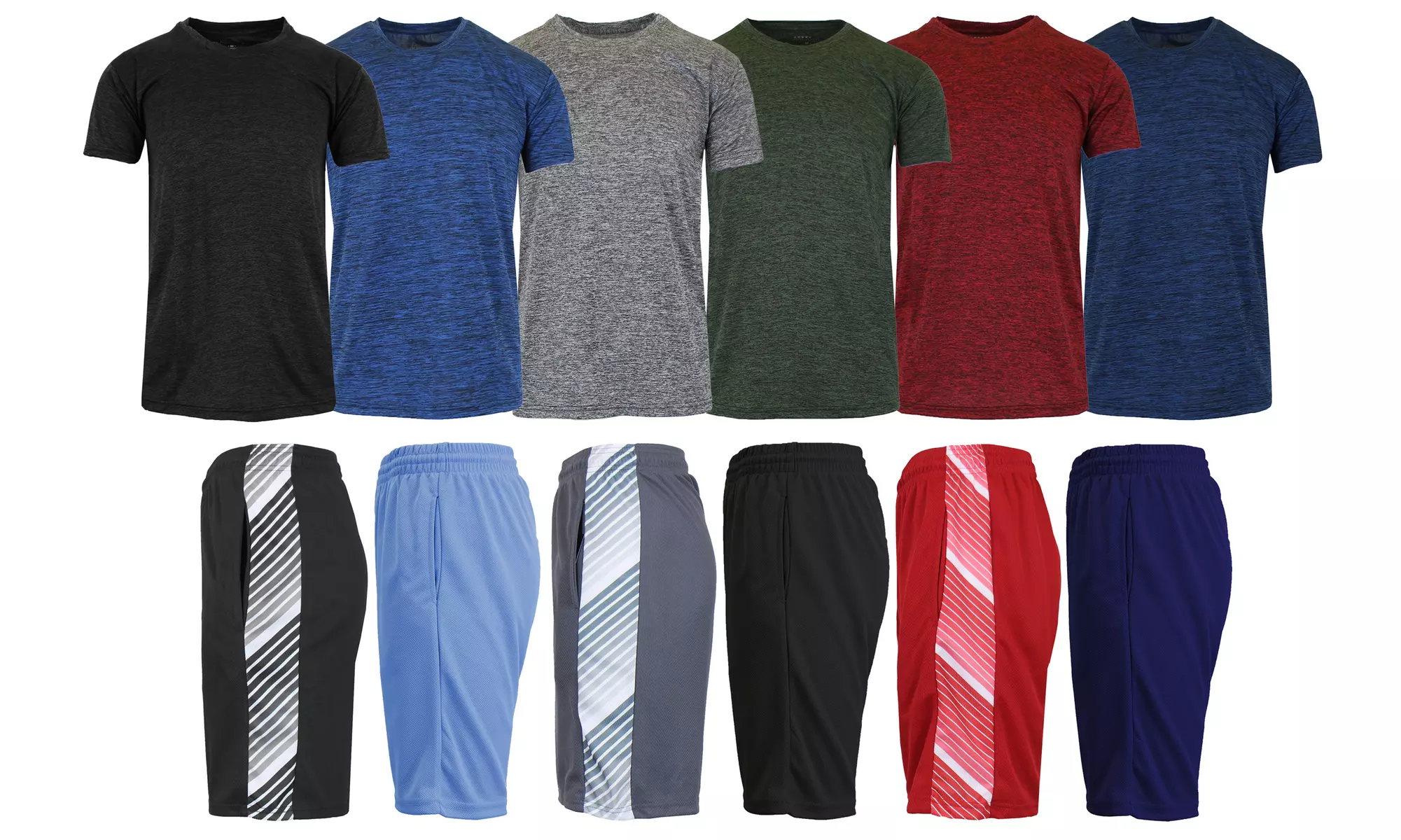 Men's Moisture Wicking Short Sleeve Tee & Mesh Shorts 2-Piece Top & Bottom Set - Primary Image