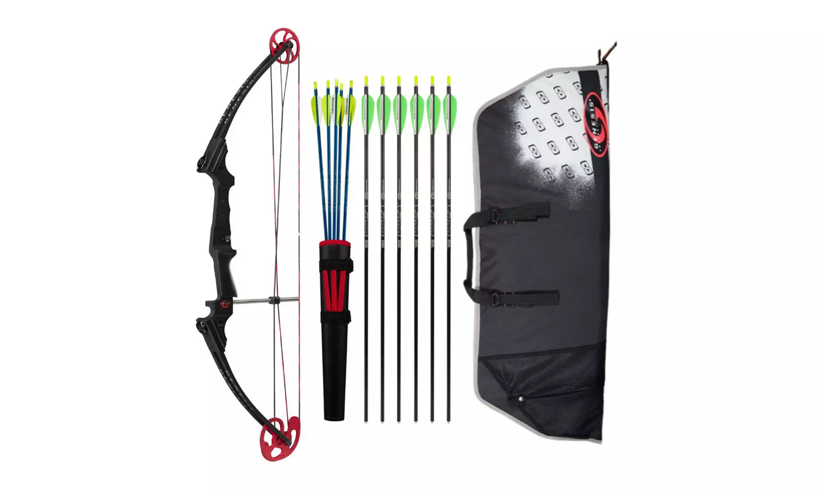 Genesis Archery Original Bow Deluxe Kit (Left, Black) with Case and 11 Arrows - Primary Image