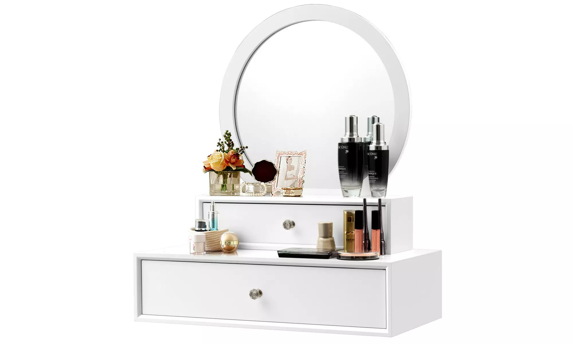 Costway Wall Mounted Vanity Mirror Makeup Dressing Home Space saving 2Drawer - Primary Image