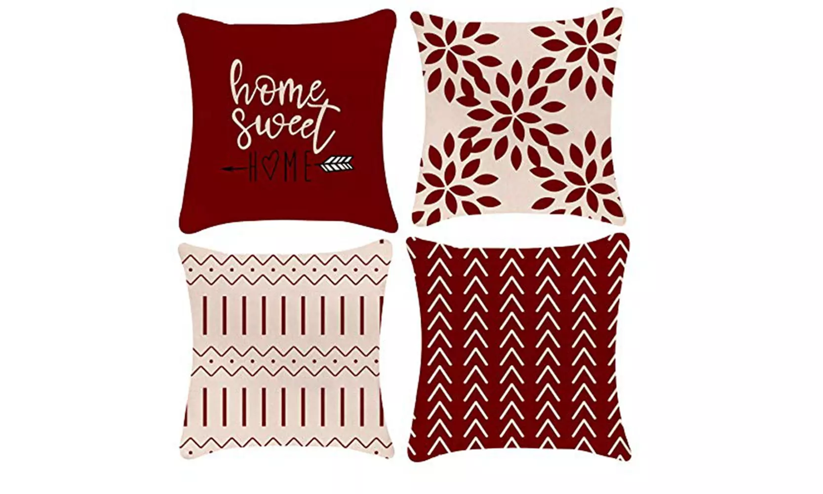 4-Pack Home Decorations Cotton Linen Pillow Cover Set (Insert Not Included)