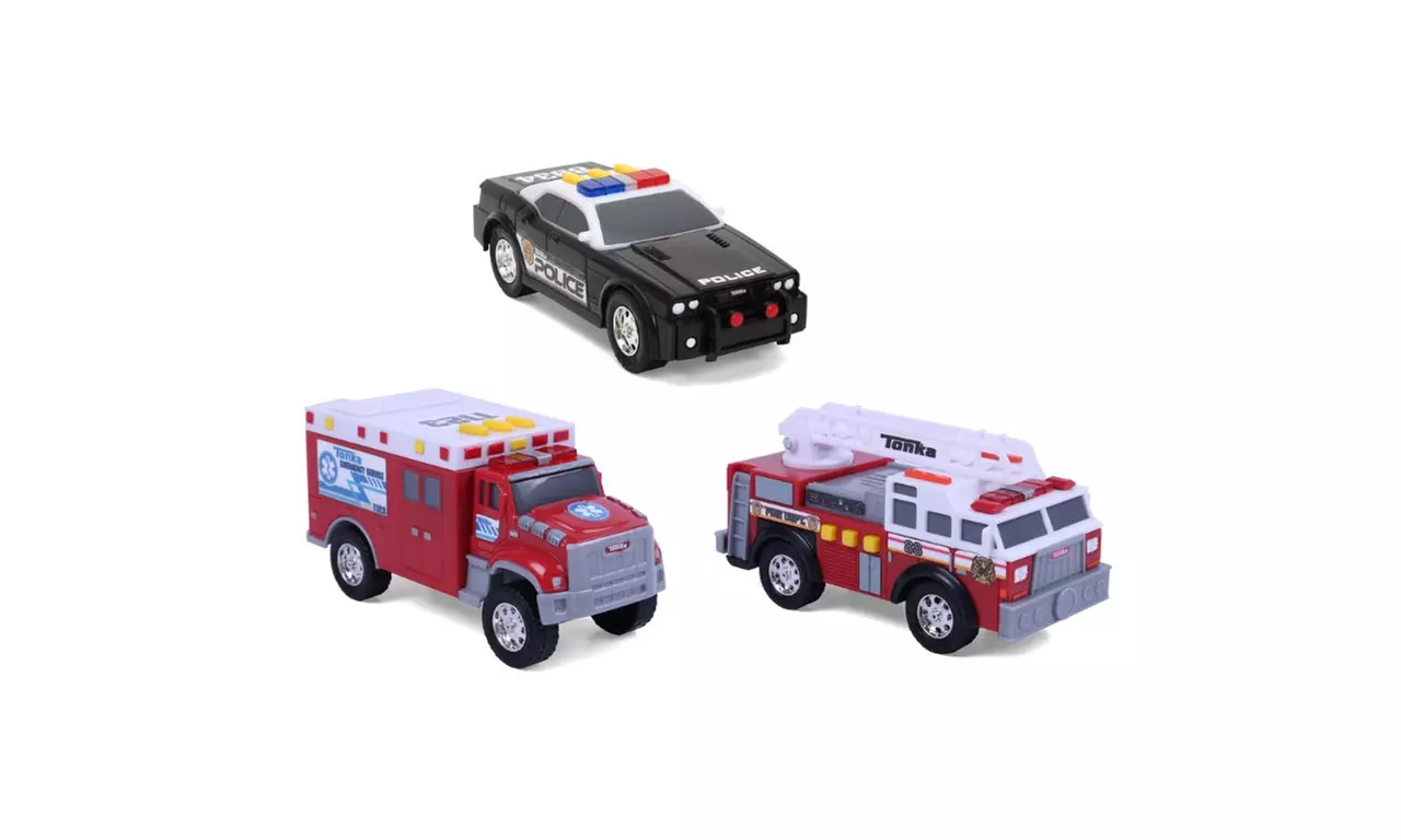 Funrise Toys - Tonka Mini 3 Pack, Fire Engine, Police Cruiser, Ambulance - Primary Image