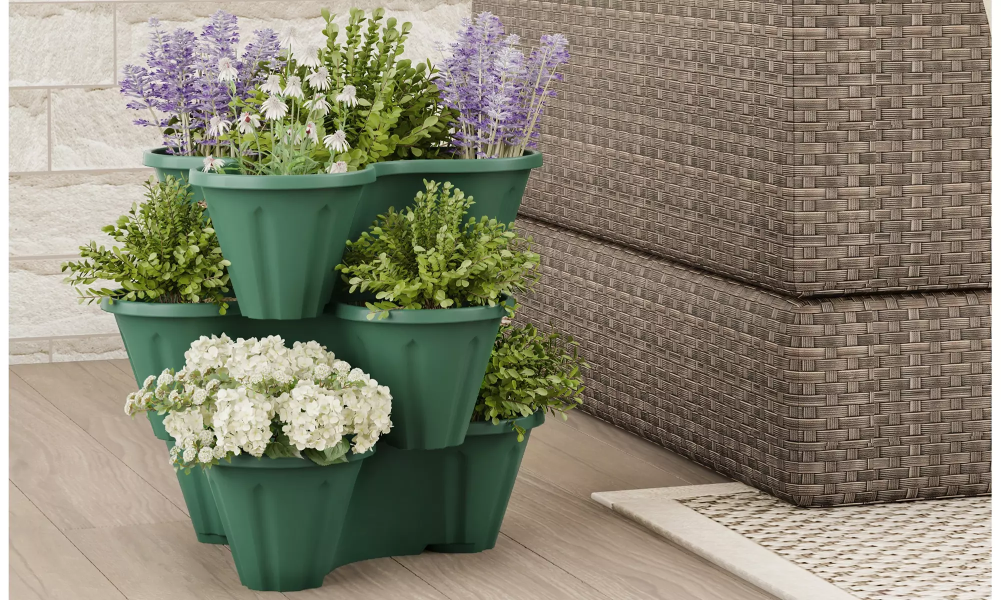 3-Tier Stacking Planter Tower - Indoor/Outdoor Vertical Planter - Primary Image