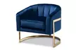 Tomasso Glam Royal Blue Velvet Fabric Upholstered Gold-Finished Lounge Chair - Second Medium