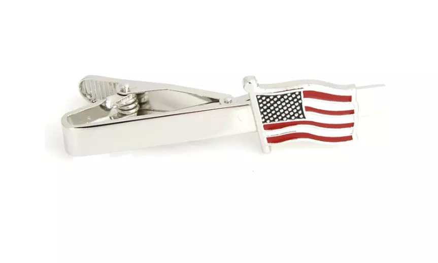 Waving American Flag Tie Bar