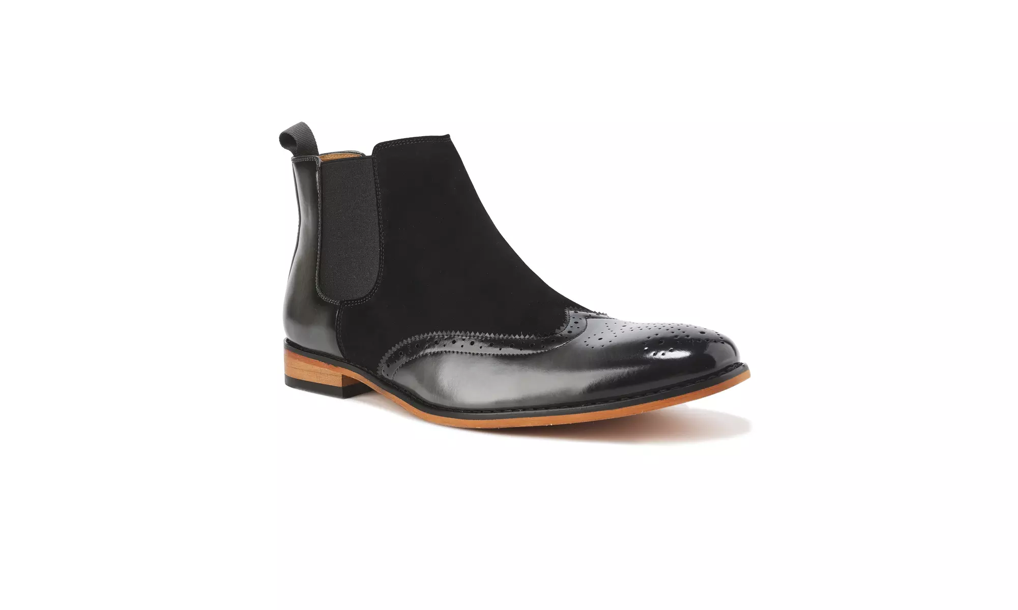 Gino Vitale Men's Wingtip Brogue Two-Tone Chelsea Boots
